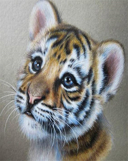 Tiger Kit DIY Photo Frame Picture By Number Animal Hand-painted Art Gift Home Decoration